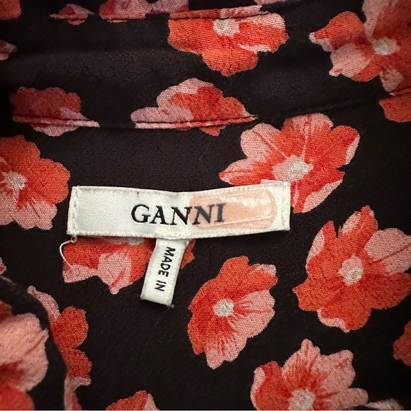 Ganni Lindale Crepe Long Sleeve Top Blouse Size 10/12 - Picture 7 of 13